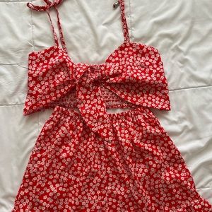 Shein flowy tie crop top/short set